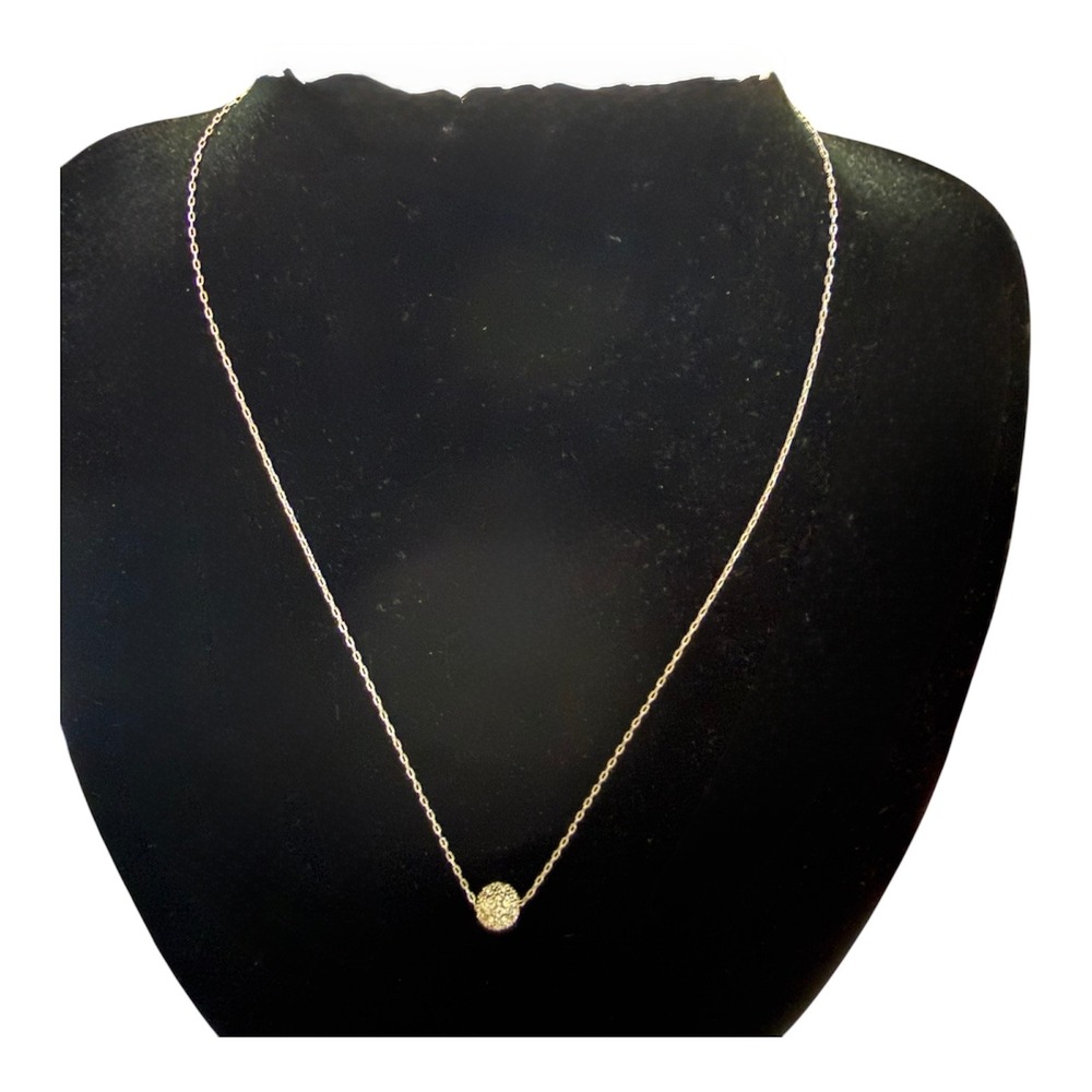 Avon Shimmering Silver Rhinestone Pave Disco Ball Pendant Necklace Abrianna